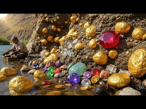 Wow Amazing digging gold ang gemstone at mountain