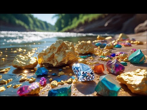 Wow finding gold and gemstones at riverside beach and found