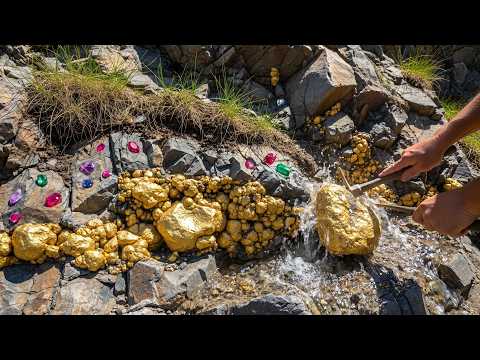 SO big Gold digging gold ang gemstone at river mountain