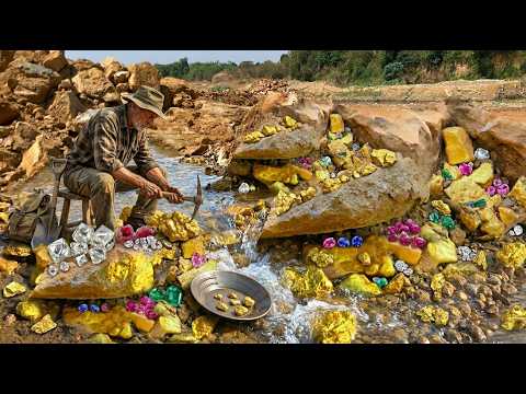 Found expensive gold and gemstone treasures at riverside