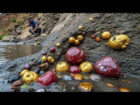 wow wow Found gold nuggets Hidden mountain Treasure at