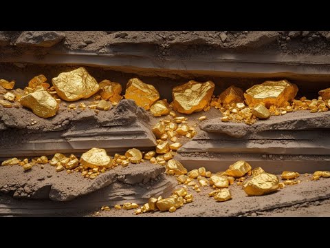 Wow finding gold nuggets under stone at mountain