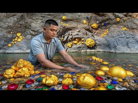 Wow mining a lot of gold at mountain rivers