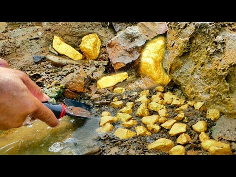 Wow Amazing mining gold nuggets digging gold nuggets at
