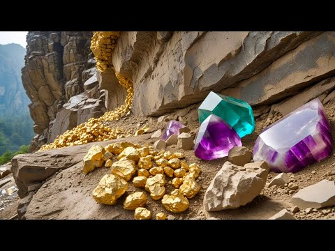 Wow digging gold at mountain found big gold nugget