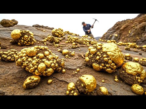 wow Amazing digging gold nugget at mountain found under