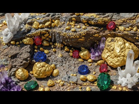 Wow Amazing digging gold ang gemstone at river mountain