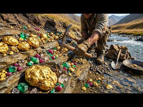 Unbelievable Gold Nugget Discovery in a Rocky Riverbed of