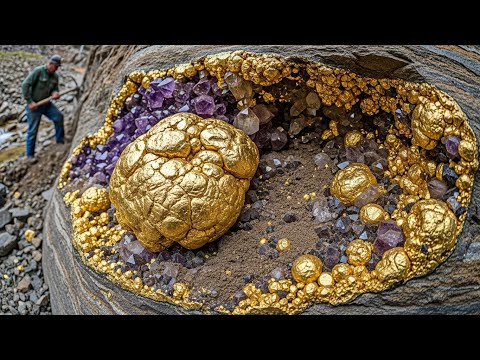 wow Amazing digging gold nugget at mountain found under