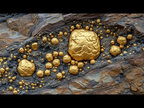A man digging the treasure at the river of mountain
