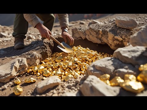 Oh wow digging gold at mountain found big gold and gemstones