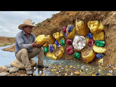Oh wow digging the gold nuggets under stone