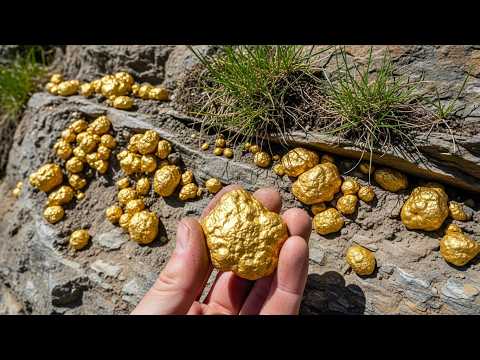 Mining Gold nuggetsand Faceted Gems Found Together