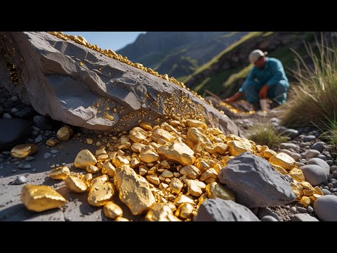 wow Amazing digging gold nugget at mountain found under