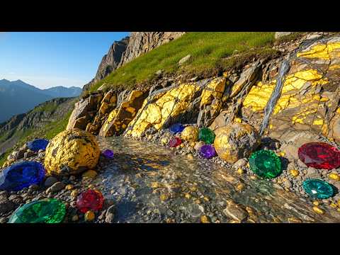 Amazing we finding gold nuggets and gemstones at riverbed