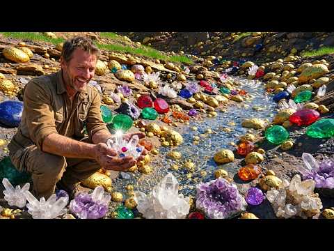 Amazing we finding gold nuggets and gemstones at riverbed