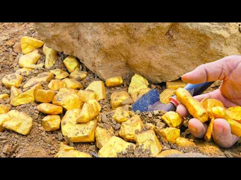 Digging the millions gold crystals and gemstones at mountain