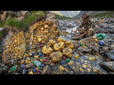 Unbelievable Gold Nugget Discovery in a Rocky Riverbed of