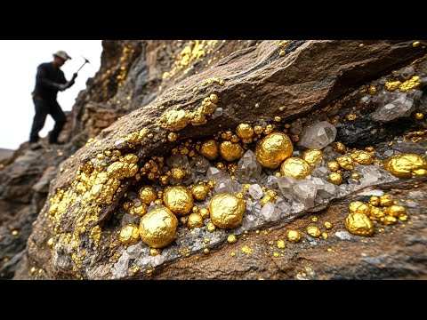 wow Amazing digging gold nugget at mountain found under