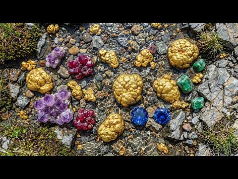 Wow amazing digging gold nuggets and color gemstone at