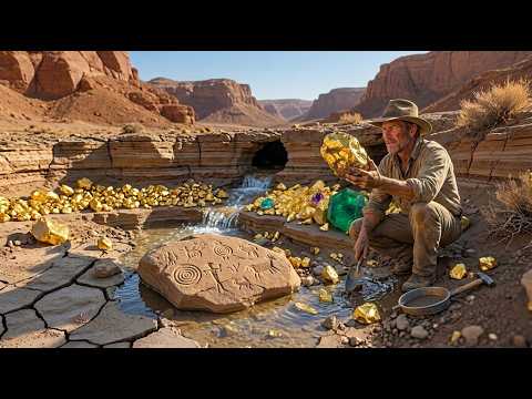 Digging the millions gold crystals and gemstones at river