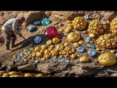 Wow A man digging the treasure at the river of mountain