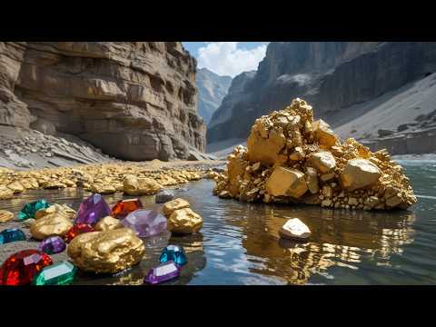 Wow finding gold nuggets under stone at mountain