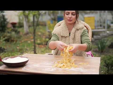 Cooking Homemade Creamy Feta Pasta on Open Fire Village