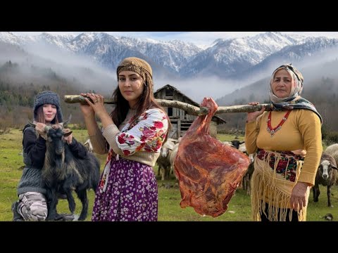 Village Life Cooking Steak with Fresh Butter Lavash