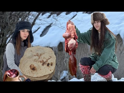 Cooking in a Country Village Lamb Liver Recipe in Snowy