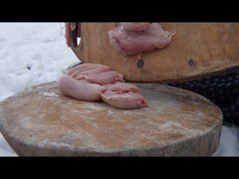 Snowy Day in the Village Meat Stuffed Bread in a Clay