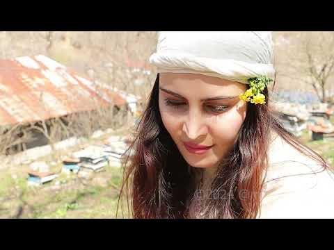 Cooking big pizza with organic vegetables in the village