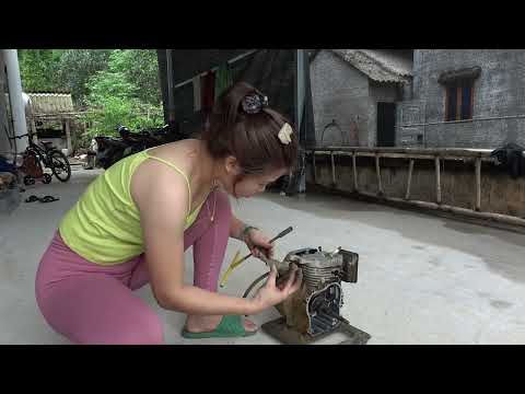 The Girl Repaired Broken Water Pump Uses Pumping To Suck