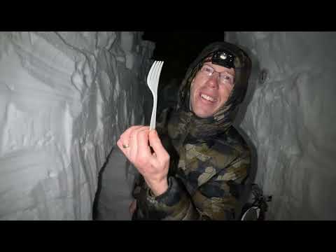 Survival Camping in 12 ft 4 m of Snow During a Blizzard