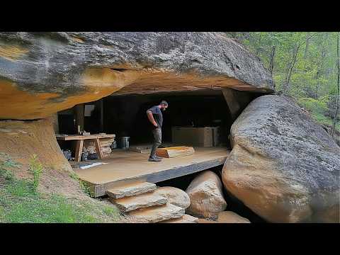 Man Builds Hidden UNDER ROCK Home in the Jungle Start to