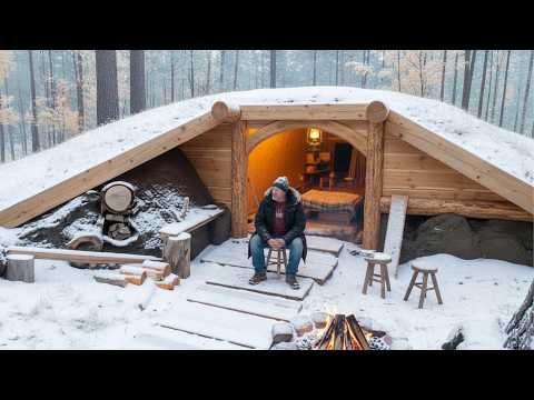 Man Builds UNDERGROUND Log DUGOUT for Just 800 in the