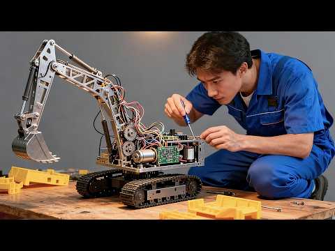 Man Builds Miniature RC Excavator Using Only PVC Start to