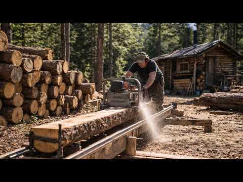Man Builds Amazing STONES and LOGS House In the Forest