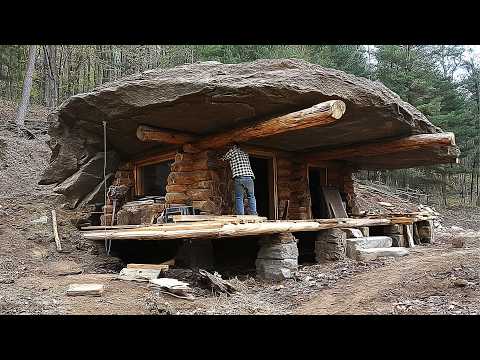 Man Builds Hidden UNDER ROCK Home in the Forest Start to
