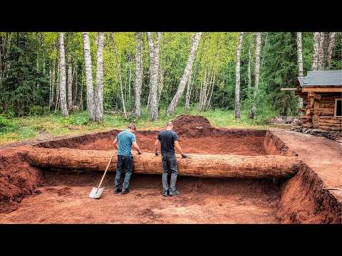 Two Men Build HUGE CABIN Underground Start to Finish by