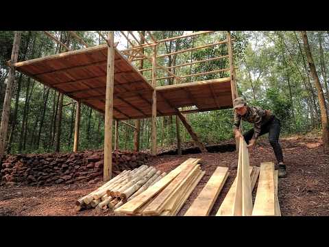 Young Woman Builds Wooden FARMHOUSE Alone in JUST 60 Days