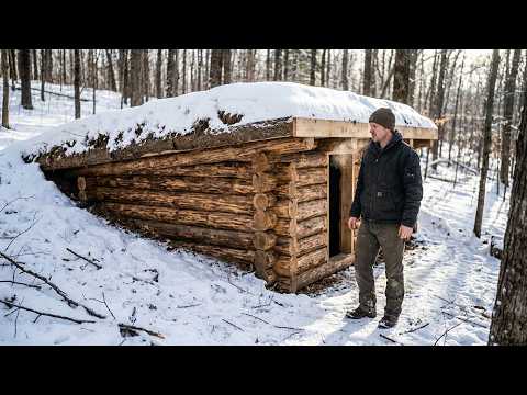 Man Builds Amazing Underground Log Cabin in the Forest by