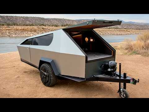 Man Builds CYBER TRUCK CAMPER From A 600 Trailer Start To