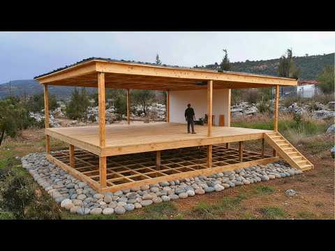 Man Builds TINY WOODEN House Alone in 20 DAYS Start to