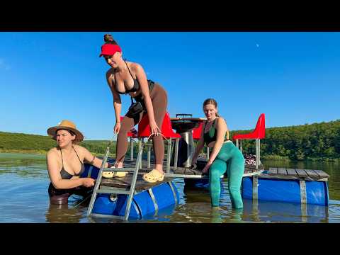 Grilling Steaks and Sausages in the Middle of the Lake A