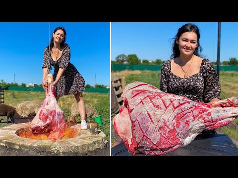 HOURS of Cooking а Huge BEEF Thigh Weighing KG in a Tandoor