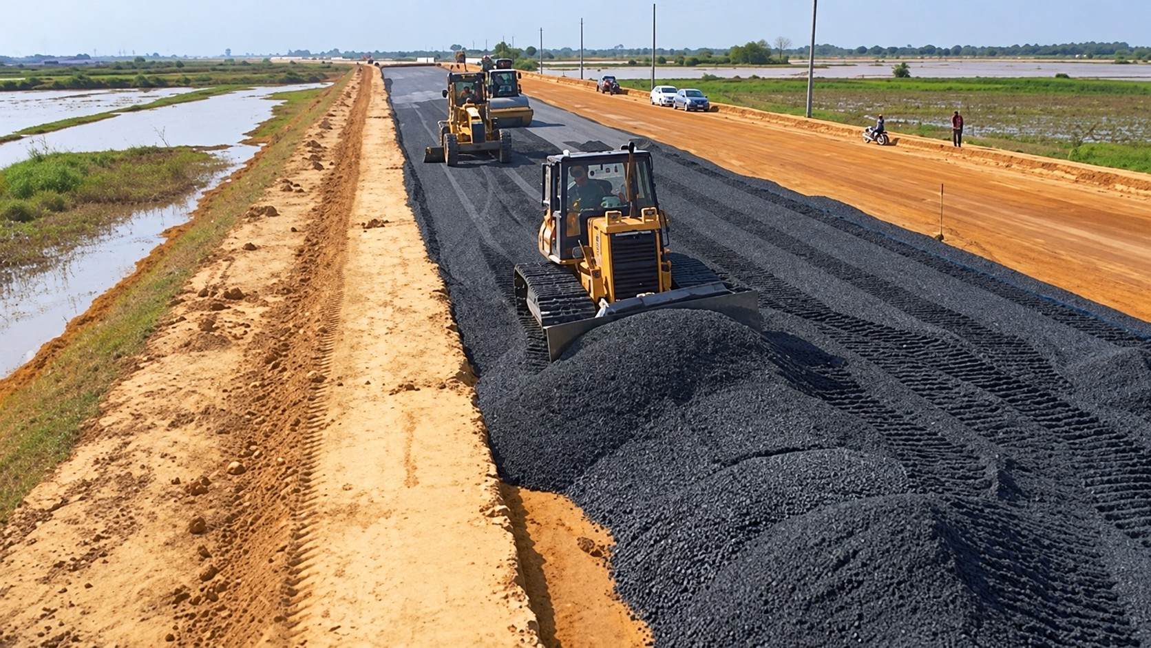 Best Team Work Use Skills Operating Of Dozer Motor Grader