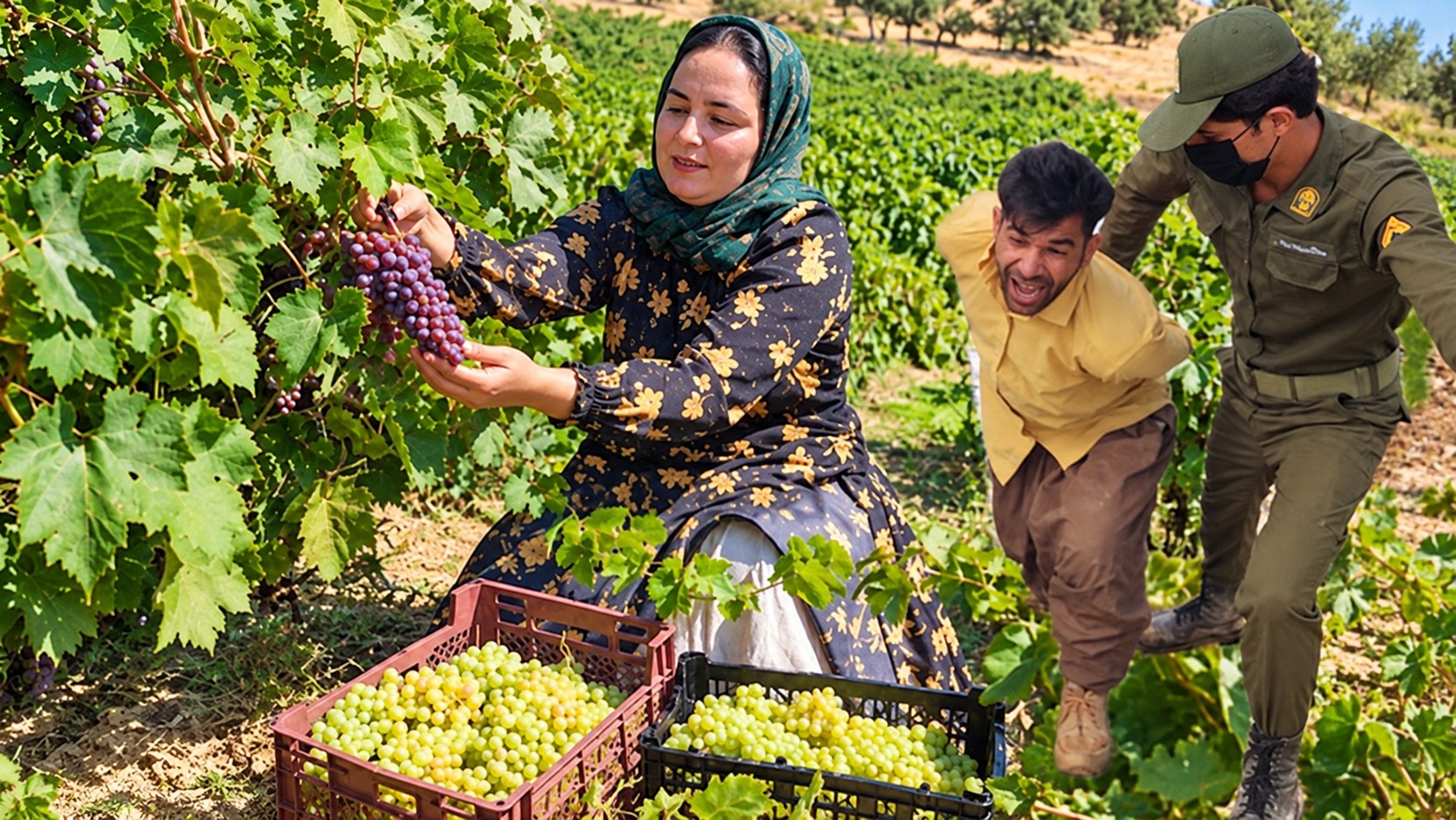 A normal day in a mountain vineyard suddenly turned into a