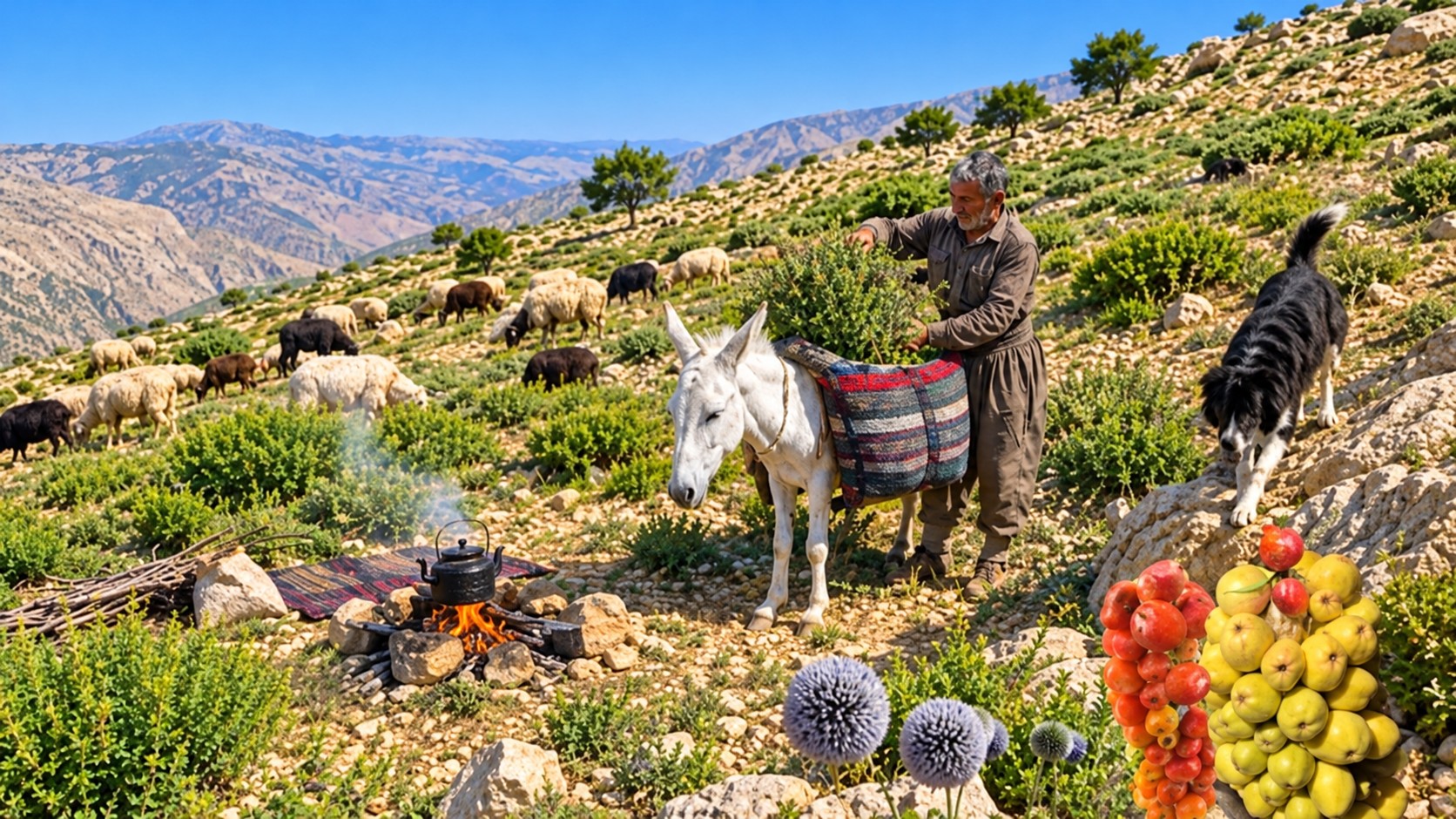 Nomads grazing their herds in pristine highlands Jahangir
