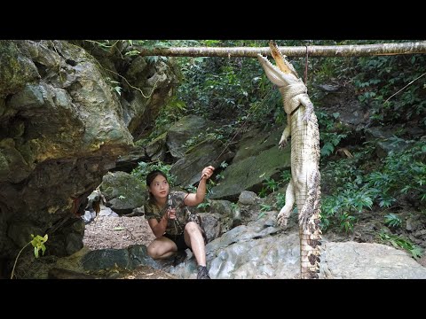 Skills for making traps catching crocodiles survival alone